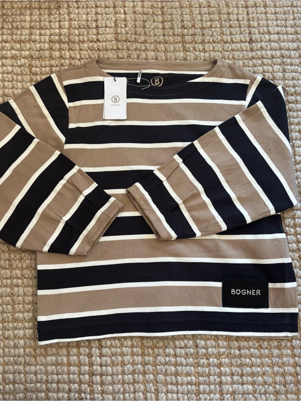 Bogner Breton Striped Long-Sleeve Knit Top   Size 10 $85
($265)
NWT
